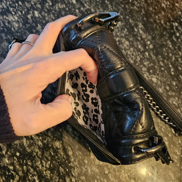 Rebecca Minkoff Black Quilted Leather Crossbody Bag w/ Gunmetal Hardware - Picture 6 of 11